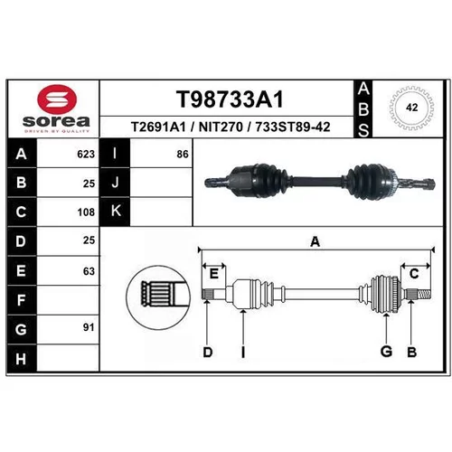 Hnací hriadeľ EAI T98733A1