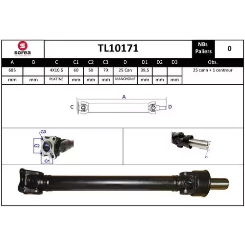 Kĺbový hriadeľ pohonu nápravy EAI TL10171