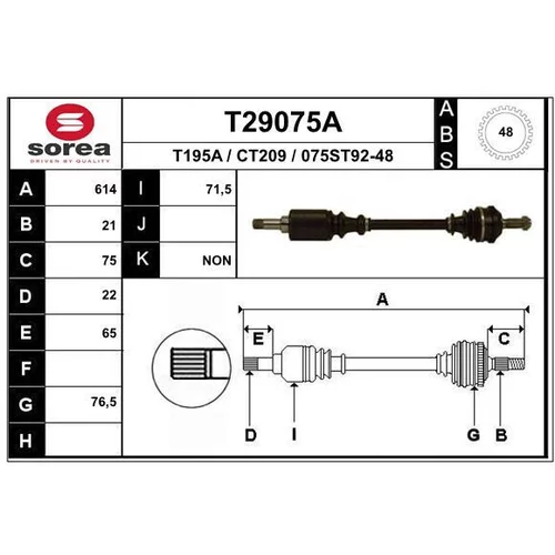 Hnací hriadeľ EAI T29075A