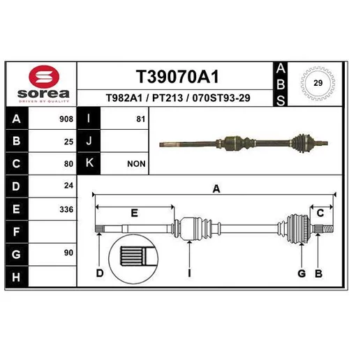 Hnací hriadeľ EAI T39070A1