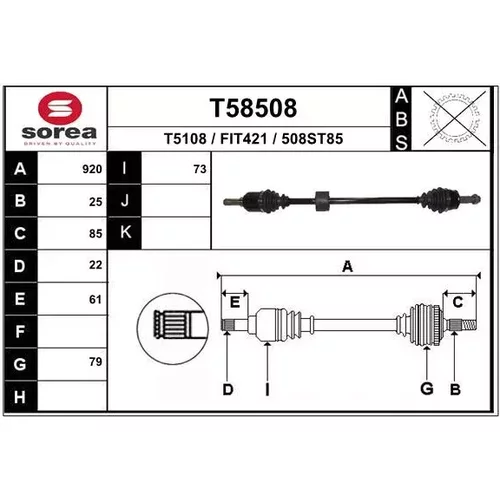 Hnací hriadeľ EAI T58508