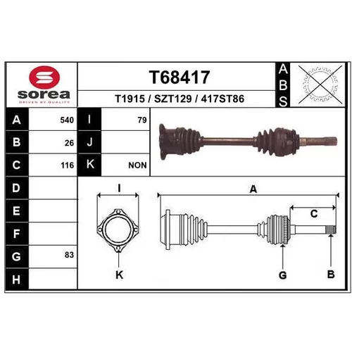 Hnací hriadeľ EAI T68417