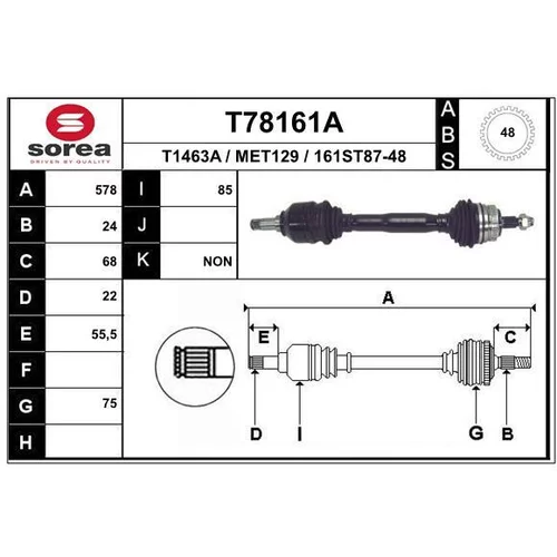 Hnací hriadeľ EAI T78161A