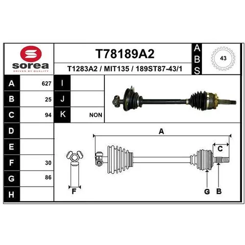 Hnací hriadeľ EAI T78189A2