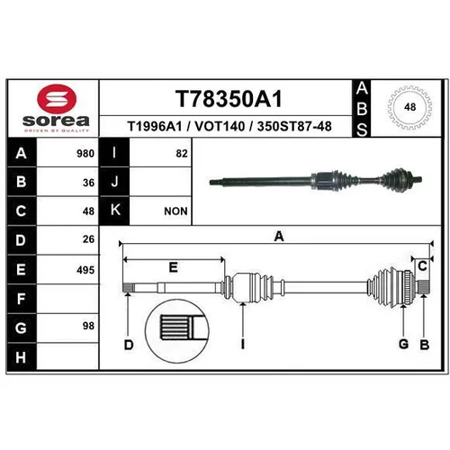 Hnací hriadeľ EAI T78350A1
