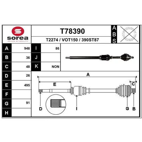 Hnací hriadeľ EAI T78390