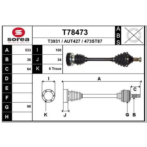 Hnací hriadeľ EAI T78473