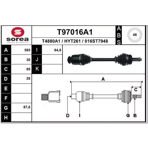 Hnací hriadeľ EAI T97016A1