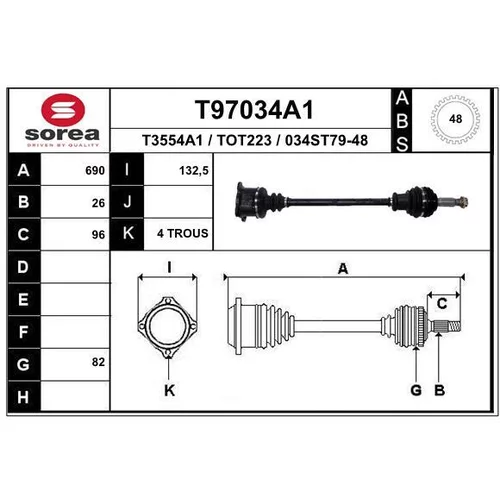 Hnací hriadeľ EAI T97034A1
