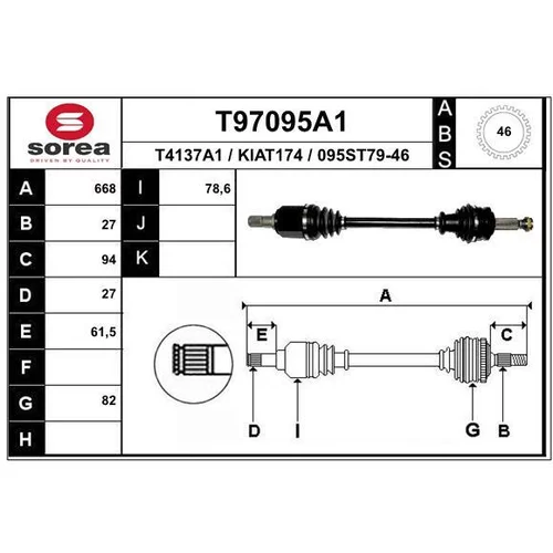 Hnací hriadeľ EAI T97095A1