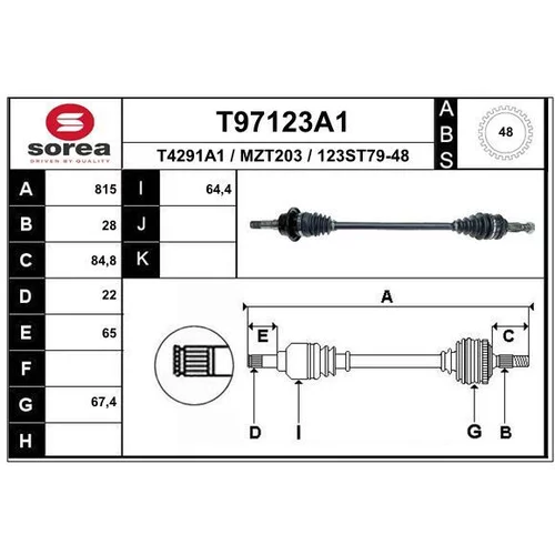 Hnací hriadeľ EAI T97123A1