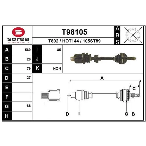 Hnací hriadeľ EAI T98105