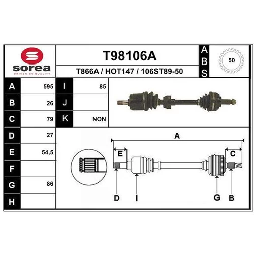 Hnací hriadeľ EAI T98106A