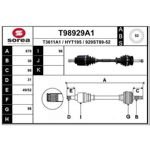 Hnací hriadeľ EAI T98929A1