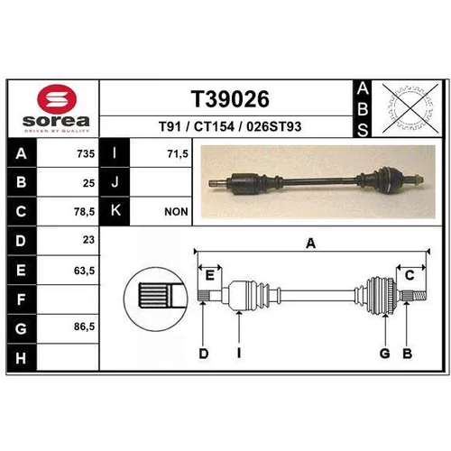 Hnací hriadeľ EAI T39026
