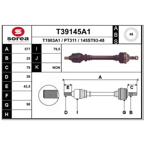 Hnací hriadeľ EAI T39145A1