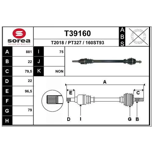 Hnací hriadeľ EAI T39160