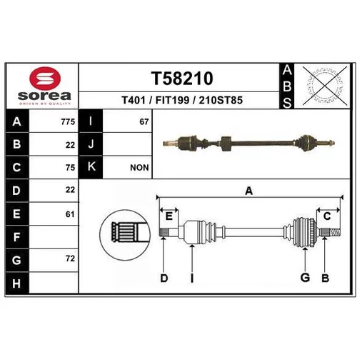 Hnací hriadeľ EAI T58210