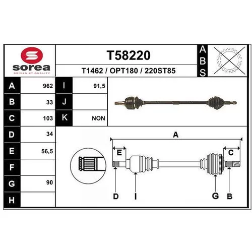 Hnací hriadeľ EAI T58220