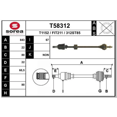 Hnací hriadeľ EAI T58312
