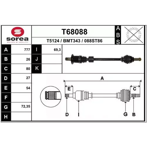 Hnací hriadeľ EAI T68088