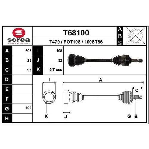 Hnací hriadeľ EAI T68100