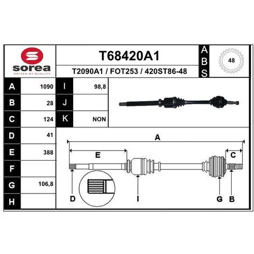 Hnací hriadeľ EAI T68420A1