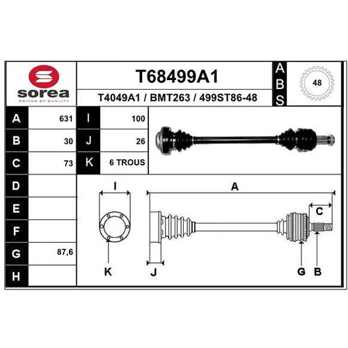 Hnací hriadeľ EAI T68499A1