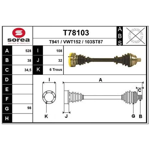 Hnací hriadeľ EAI T78103