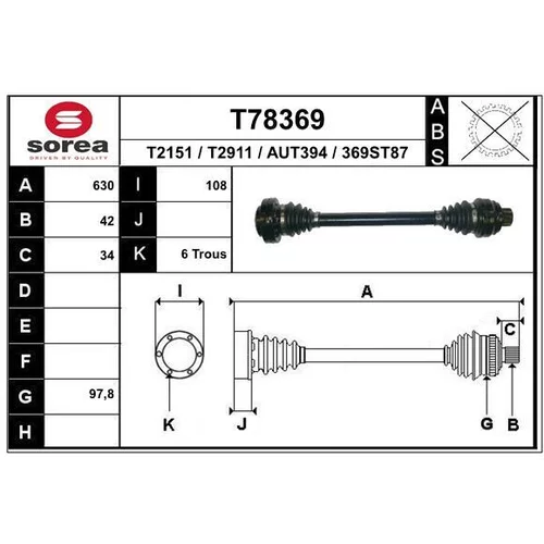 Hnací hriadeľ EAI T78369