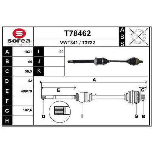 Hnací hriadeľ EAI T78462