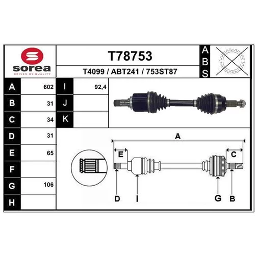 Hnací hriadeľ EAI T78753