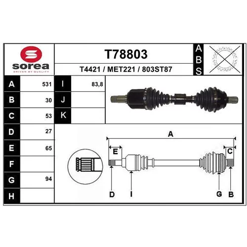 Hnací hriadeľ EAI T78803