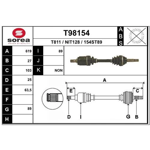 Hnací hriadeľ EAI T98154