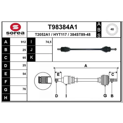 Hnací hriadeľ EAI T98384A1