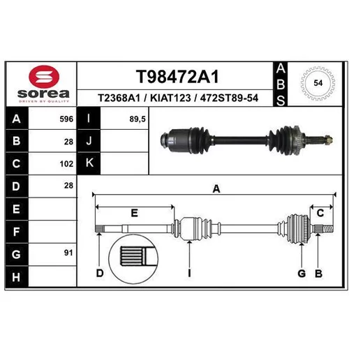 Hnací hriadeľ EAI T98472A1