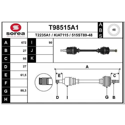 Hnací hriadeľ EAI T98515A1