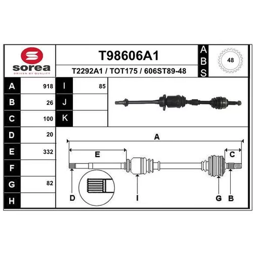 Hnací hriadeľ EAI T98606A1