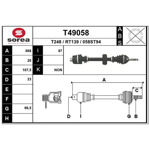 Hnací hriadeľ EAI T49058