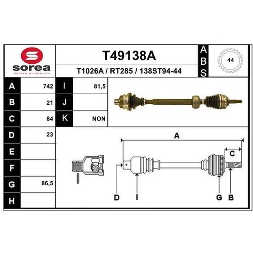 Hnací hriadeľ EAI T49138A
