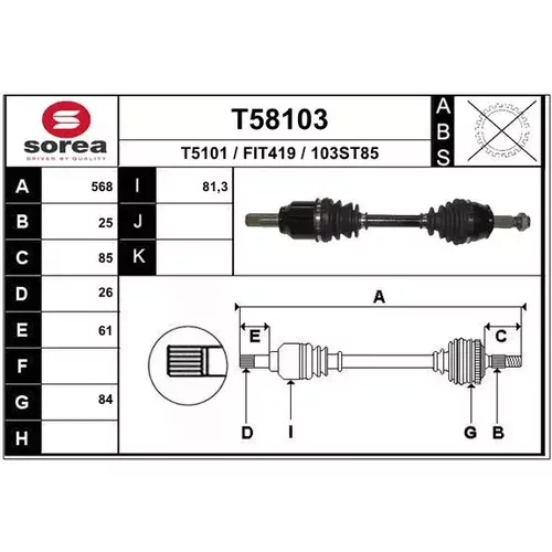 Hnací hriadeľ EAI T58103