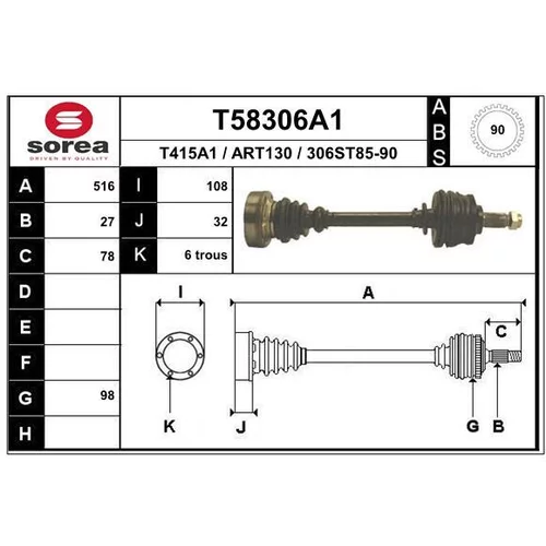 Hnací hriadeľ EAI T58306A1