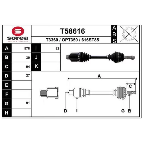 Hnací hriadeľ EAI T58616