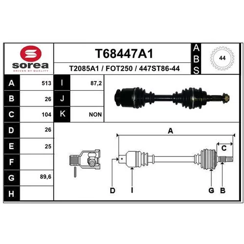 Hnací hriadeľ EAI T68447A1