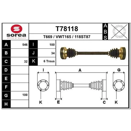 Hnací hriadeľ EAI T78118