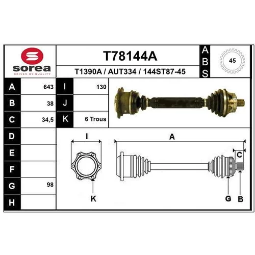 Hnací hriadeľ EAI T78144A