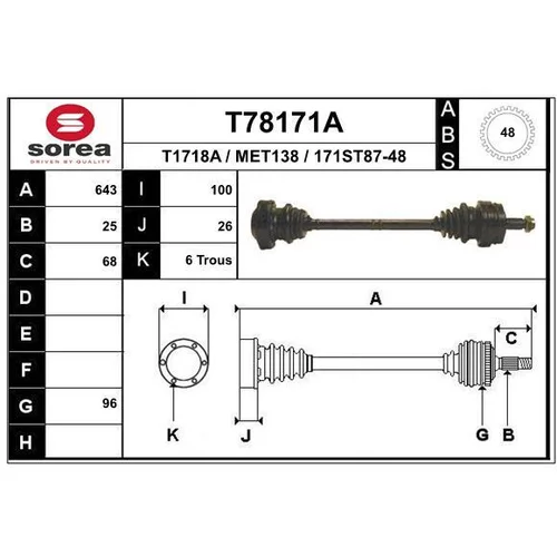Hnací hriadeľ EAI T78171A