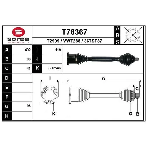 Hnací hriadeľ EAI T78367