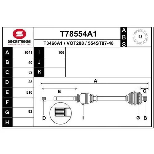 Hnací hriadeľ EAI T78554A1