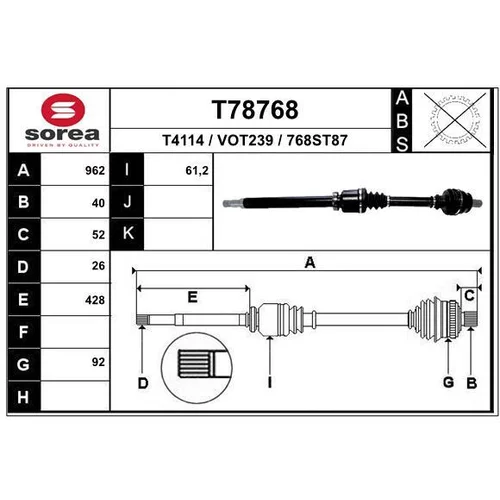 Hnací hriadeľ EAI T78768